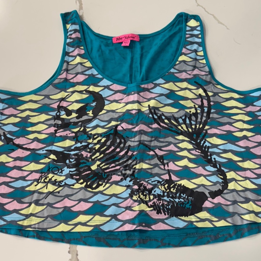 Betsey Johnson Multicolor Mermaid Tank Top Small